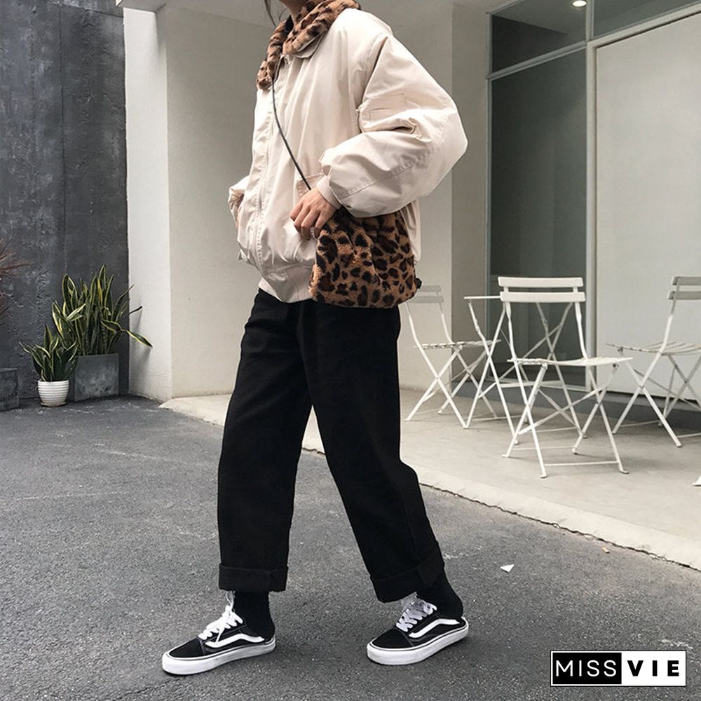 Alien Kitty Loose High Waist Thin Women Pants Spring Autumn Femme Fashion Simple Casual Solid Pant Girls All-Match Fresh