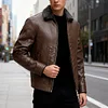 💥 2025 Hot Sale! Men's Leather Jacket Winter Coat with Fleece Collar