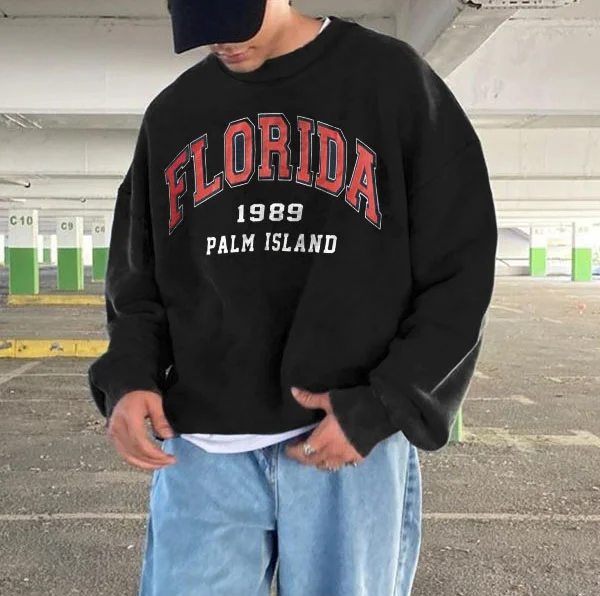 Florida 1989 Palm Island Printed Fashion Sweatshirt