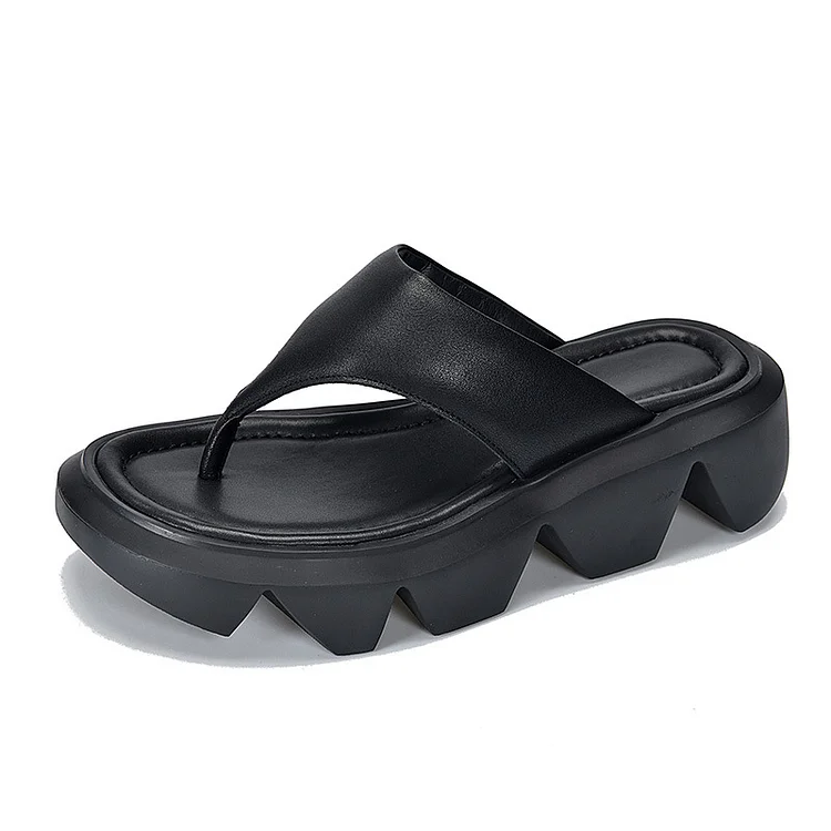 Casual Leather Thick Bottom Slippers