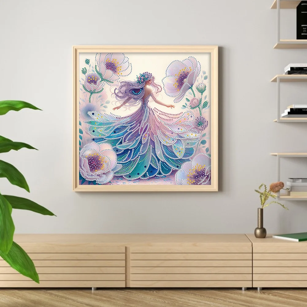 Diamond Painting - Partial Crystal Drill - Flower Girl(Canvas|30*30cm)