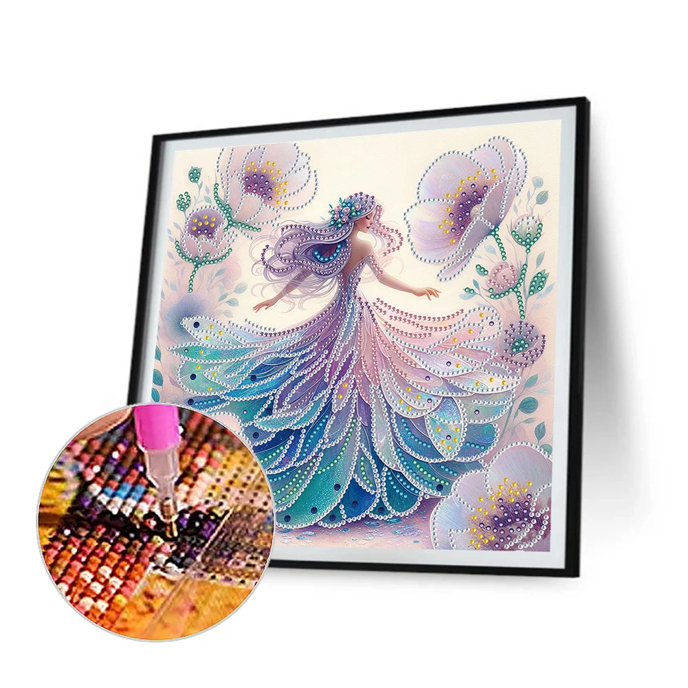 Diamond Painting - Partial Crystal Drill - Flower Girl(Canvas|30*30cm)