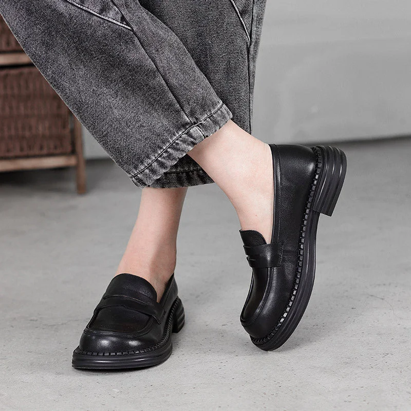 Big Toe Wide Fit Leather Penny Loafers in Black/Coffee