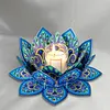 DIY Blue Lotus Diamond Painting Candle Holder