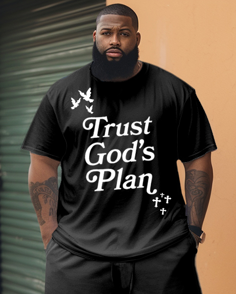 Men's Plus Size God's Plan Short Sleeve T-shirt and Shorts Set