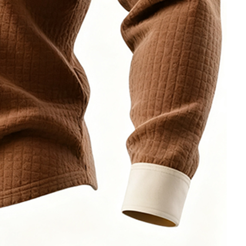 Men's Autumn/Winter New Outdoor Half-Open Stand Collar Button-Up Small Checkered Knit Casual Sweatshirt-inspireuse