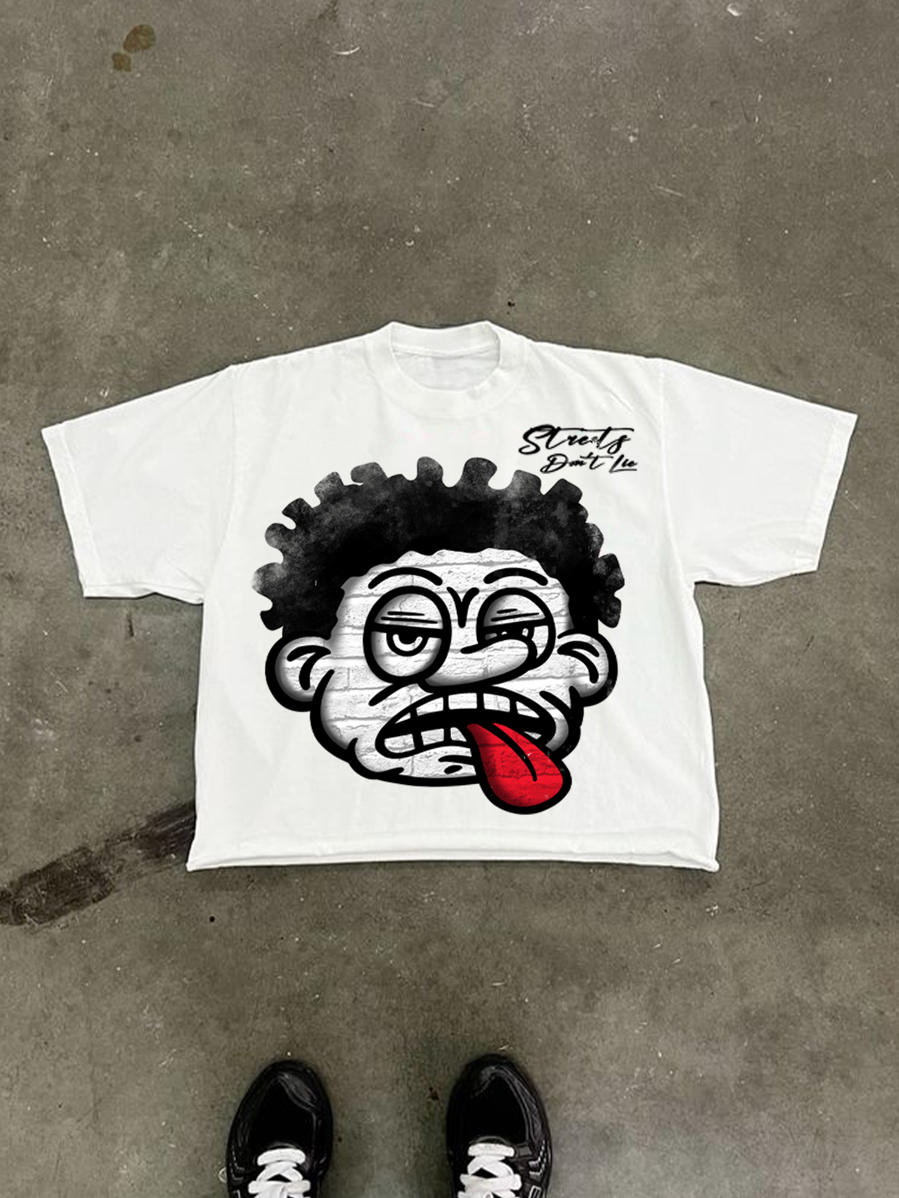 Streets Don't Lie Retro Big Head Cartoon Graphic Cropped T-shirt