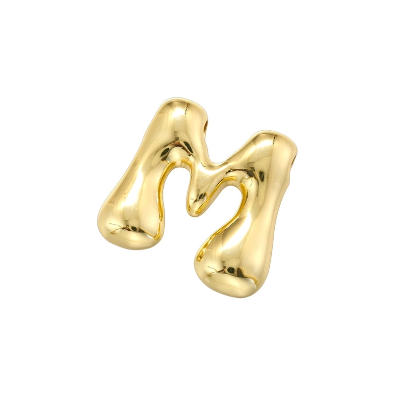 1 Piece 21mm Copper 18K Gold Plated Letter Beads