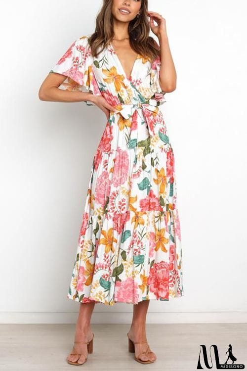 MidiSono - Print Ruffles Wrap Maxi Dress