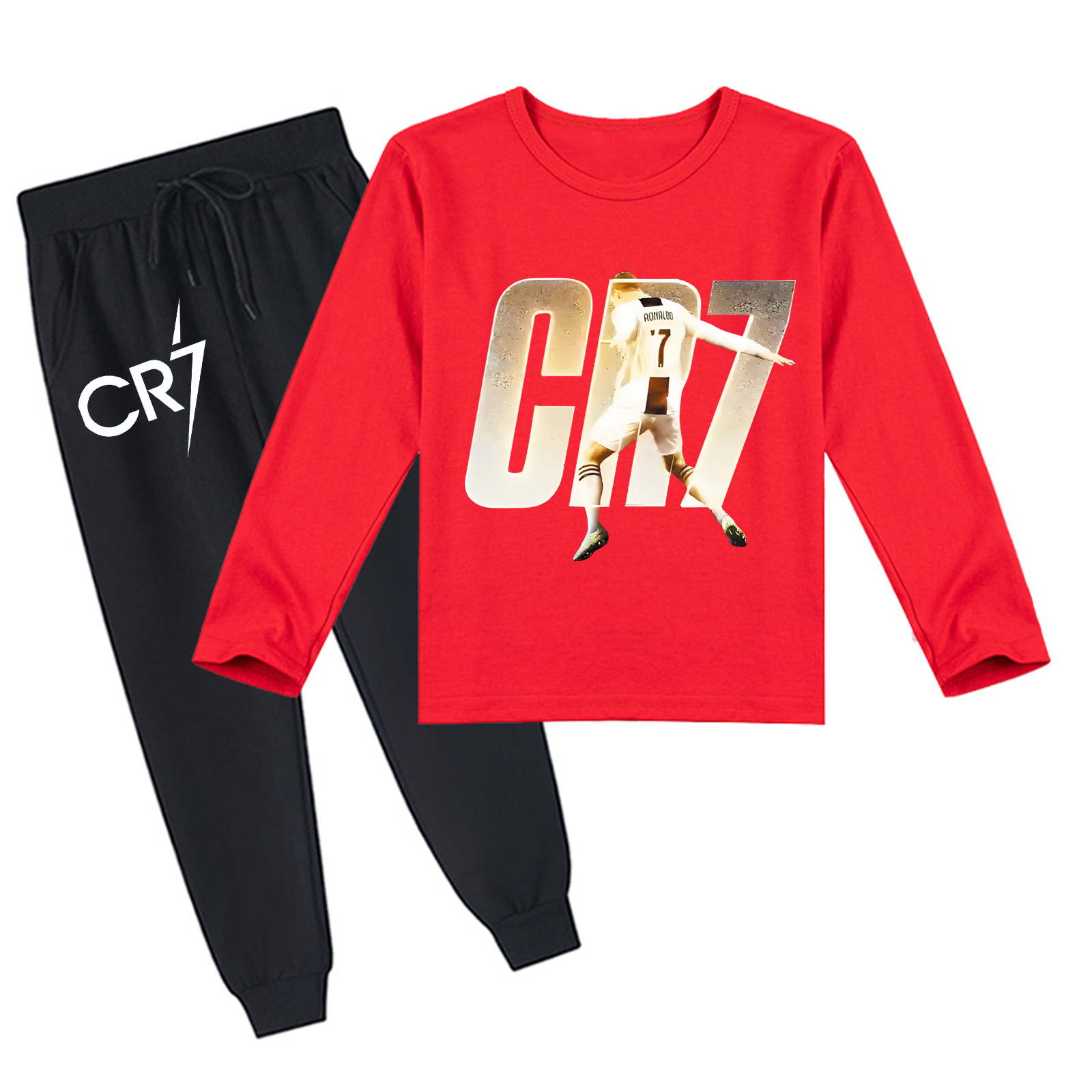 Mayoulove Cristiano Ronaldo Long Sleeve T-Shirt Set for Boys  Girls - Cool Soccer Apparel, Trendy Sportswear for Kids-Mayoulove