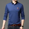 Striped Neckline Embroidered Polo Shirt