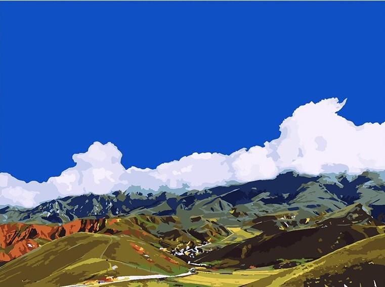 

Hill And Blue Sky – Paint By Numbers - 40*50CM, 501 Original