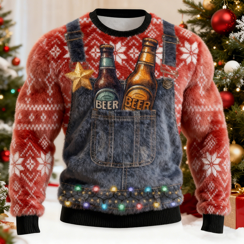 Men's Ugly Christmas Pattern Casual Flannel Sweatshirt elevenforest