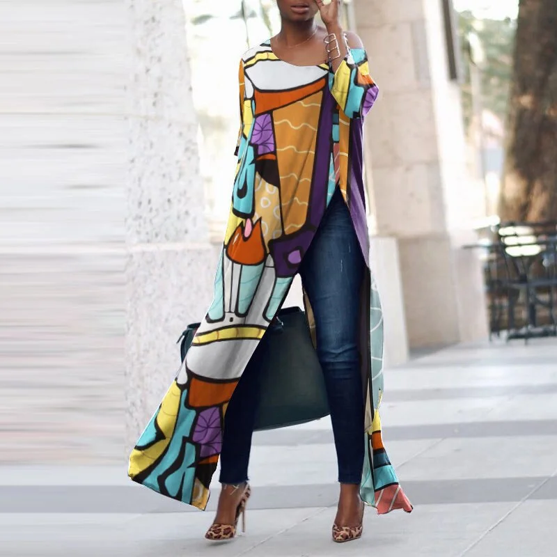 Baggy Work Blusas Women Summer Printed Long Tops ZANZEA Bohemian Floral Short Sleeve Blouse Casual O Neck Split Hem Shirt Femme