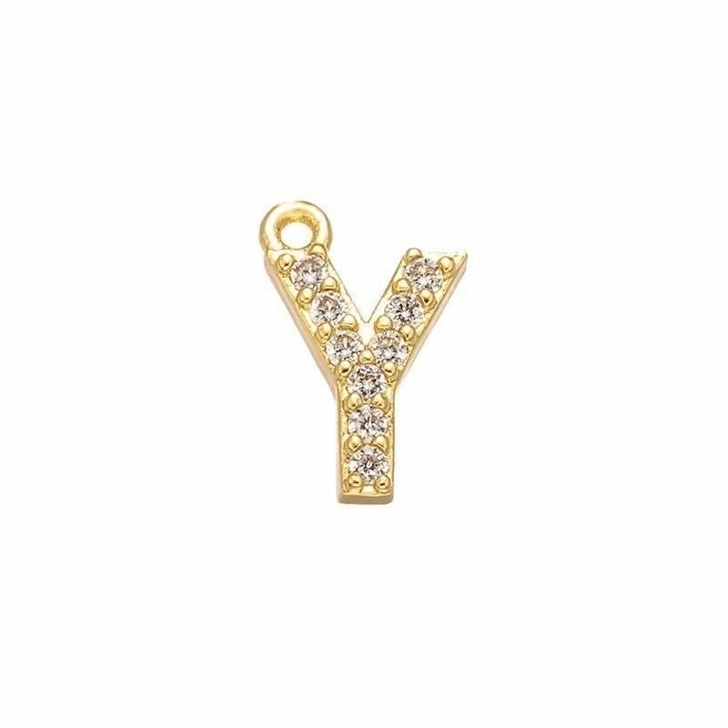 1 Piece 925 Sterling Silver Zircon 22K Gold Plated Rhodium Plated Letter Pendant Charms