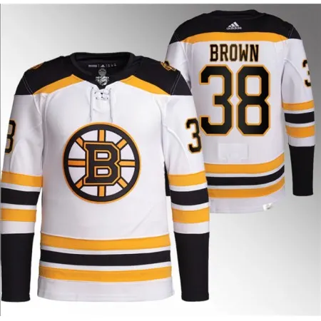 Men's Boston Bruins #38 Patrick Brown White Stitched Jersey