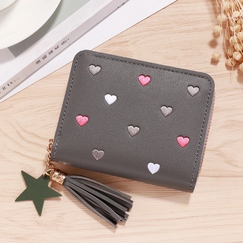Women’s Solid Color Pu Leather Hook Loop Wallets