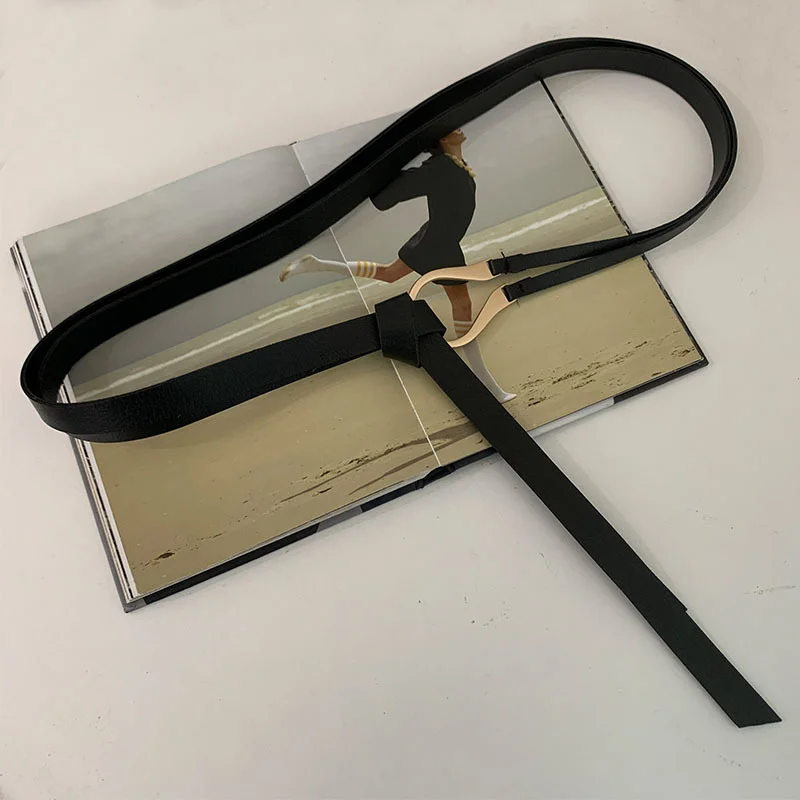 Designer Belts For Women High Quality Soft Pu Leather Knot Dress Belt Long Thin Suit Cummerbunds Luxury Ceinture Femme Waistband
