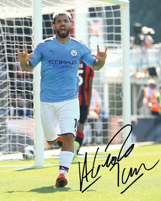 Sergio Aguero - Manchester City Autograph Signed Photo Poster painting Print