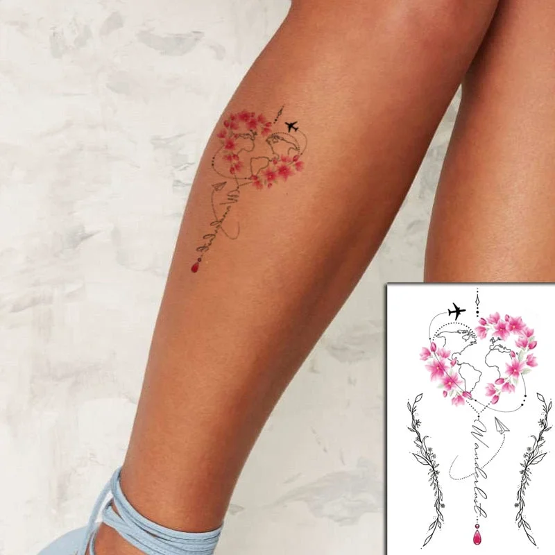 Sketch Rose Flowers Waterproof Temporary Tattoo Sticker Hand Lines Design Fake Tattoos Flash Tatoos Arm Chest Body Art for Women