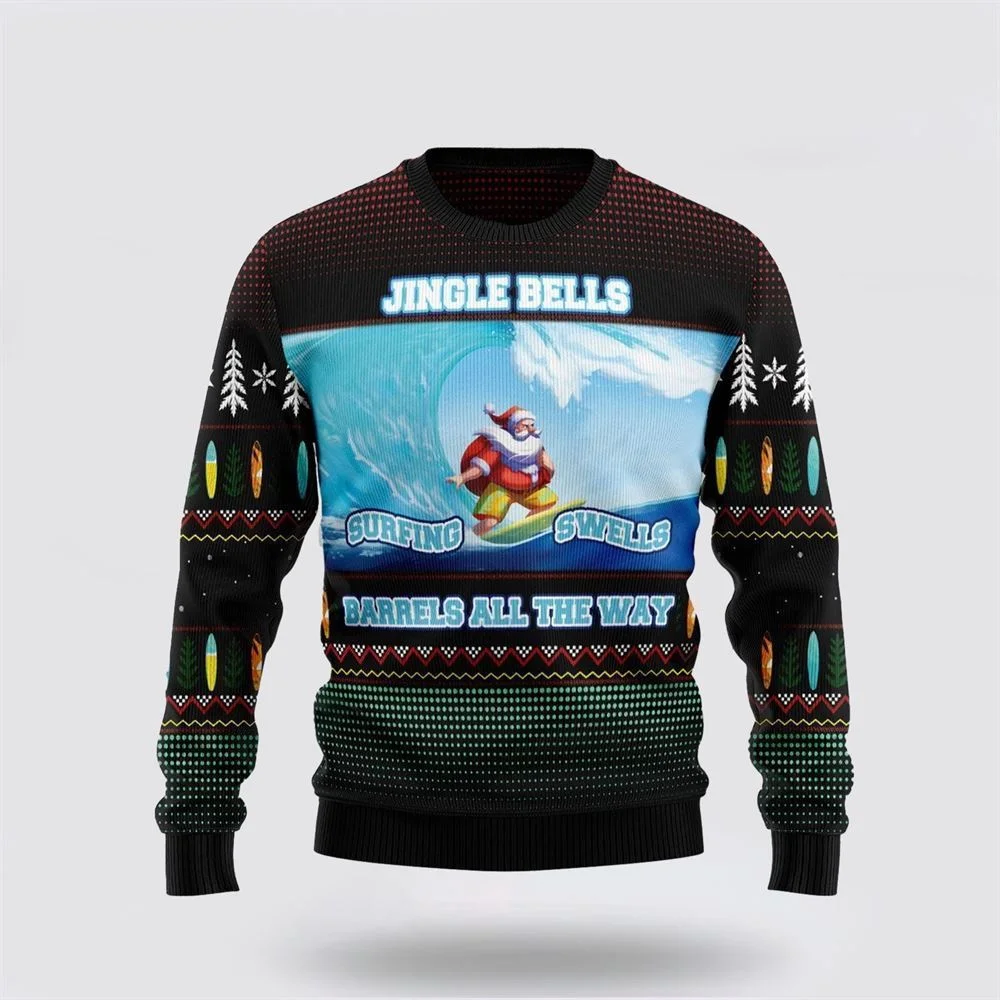Santa Claus Surfing Ugly Christmas Sweater For Men And Women, Best Gift For Christmas, The Beautiful Winter Christmas Outfit