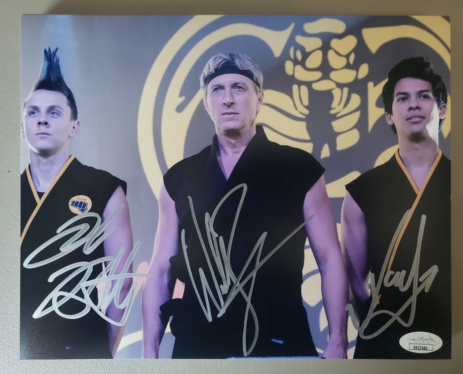 8X10 Autographed William Zabka, Jacob Bertrand and Xolo Maridue?a Cobra Kai. JSA