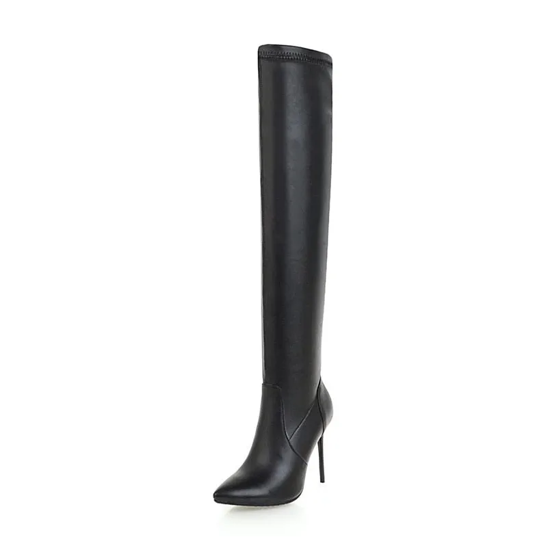Meotina Over The Knee Boots Woman Pointed Toe Super High Heel Thigh High Boots Stiletto Heel Long Boots Ladies Shoes White 33-46