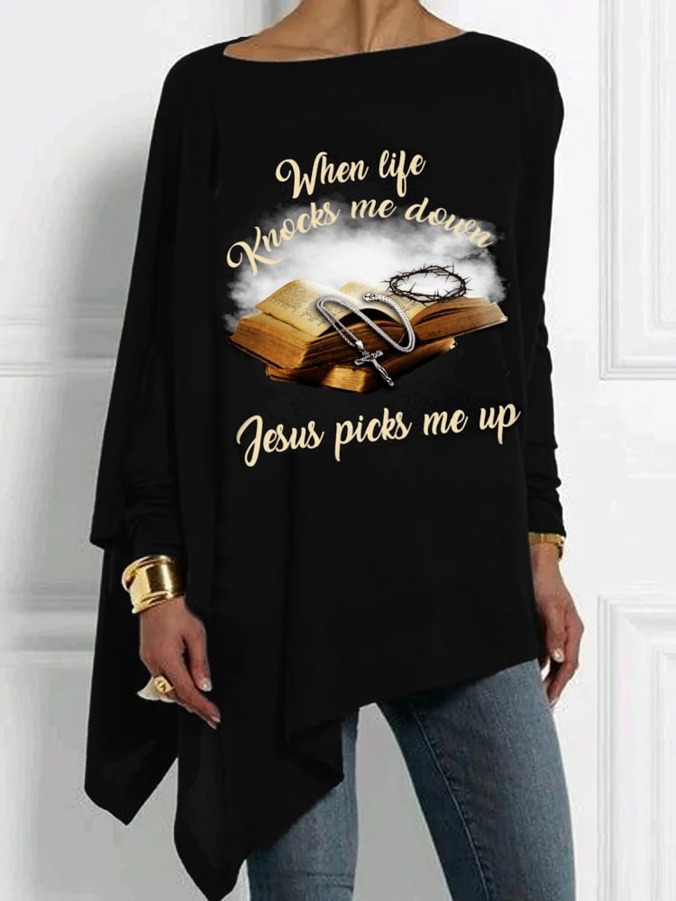 Comstylish Jesus Picks Me up Bat Sleeve T Shirt