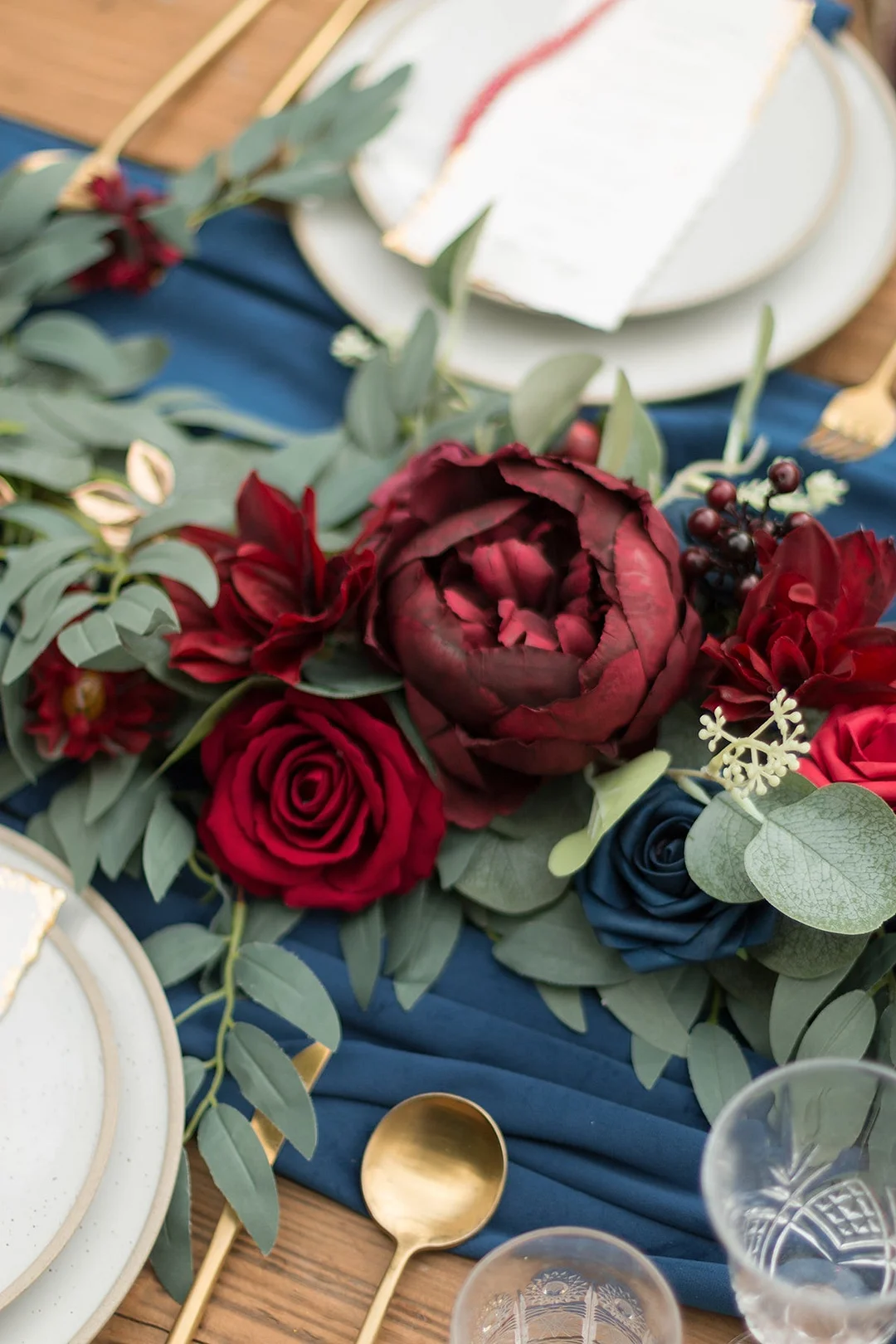 6ft Flower Garland in Burgundy & Navy