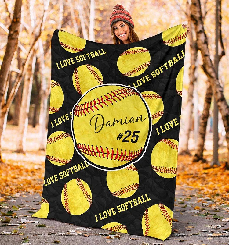 Personalized Softball Blanket For Comfort & Unique|DY02