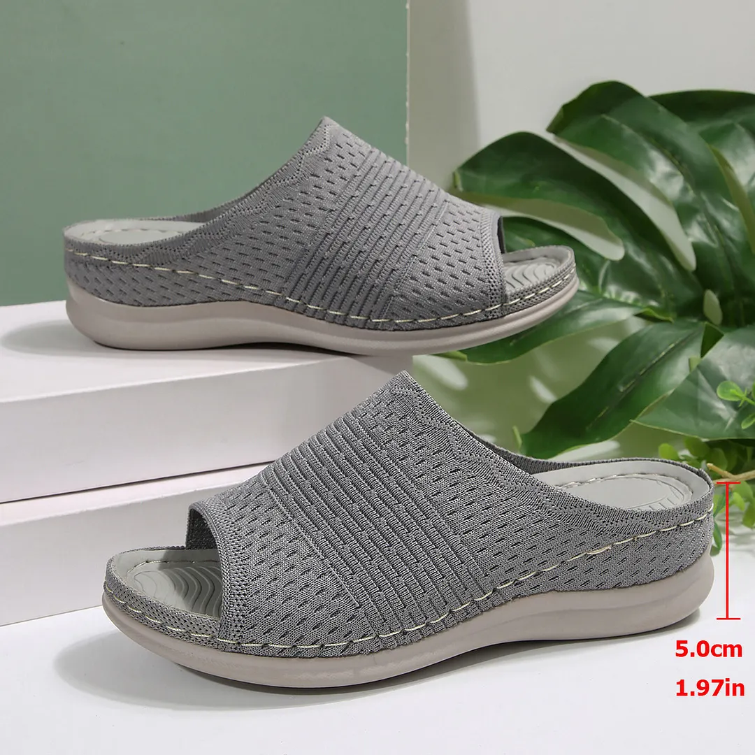 Breakj Breakj Bottom Cool Slippers Wearing Elastic Fly-Weaving Air-Breed Soft Base Casual Drag 41-43 Code
