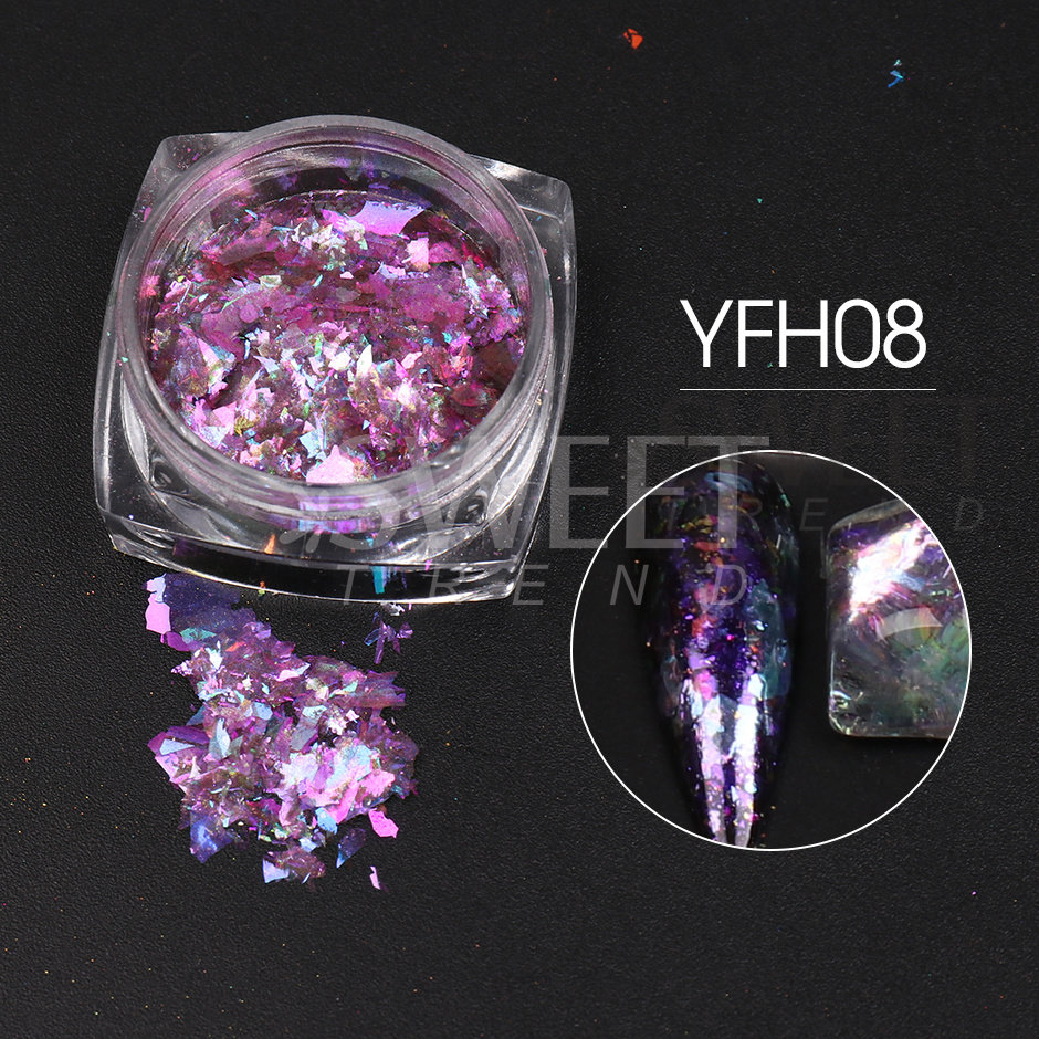 Needmkt 1 Box Aluminum Gold Silver Nail Foils Flakes Irregular Gold Leaf Sequins DIY Holographic Chrome Paper Accessory Supplies LY1858