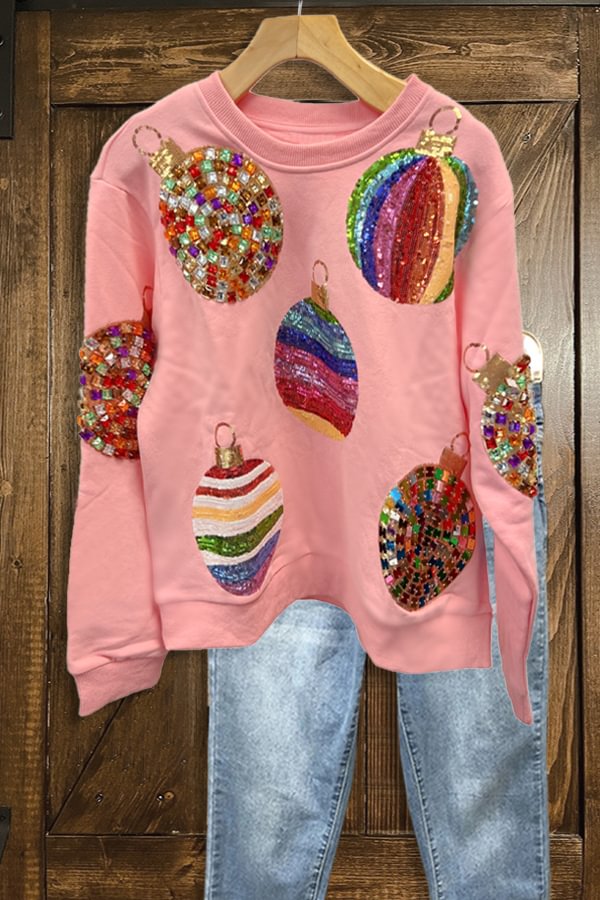 Queen Of Sparkles Ornament Rainbow Sequin Sweatshirt