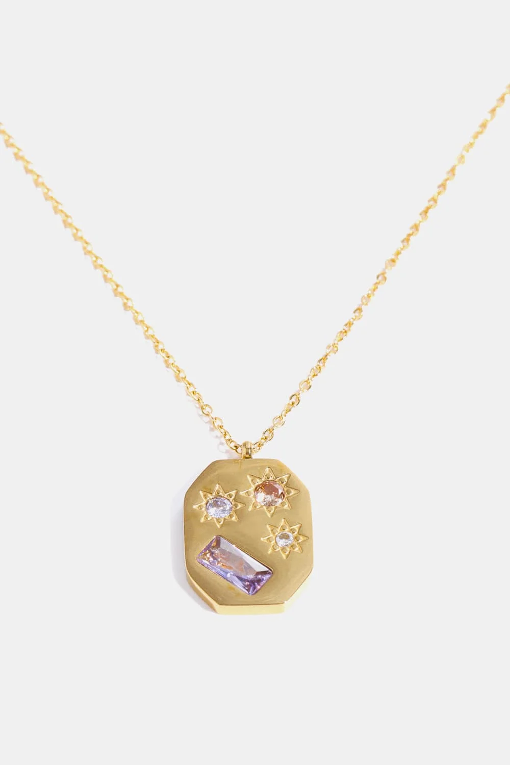 Back to school Inlaid Zircon Pendant Stainless Steel Necklace