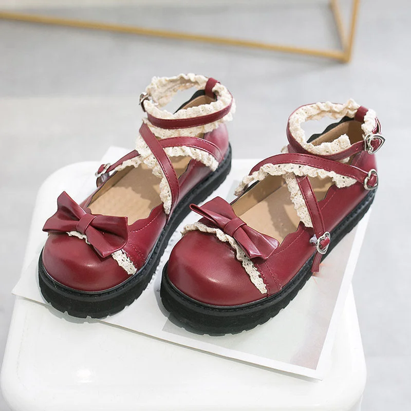 Japanese Kawaii lolita Shoes JK Uniform Shoes Mary Janes Shoes Woman lolita dress cosplay Shoes low heel women pink white red