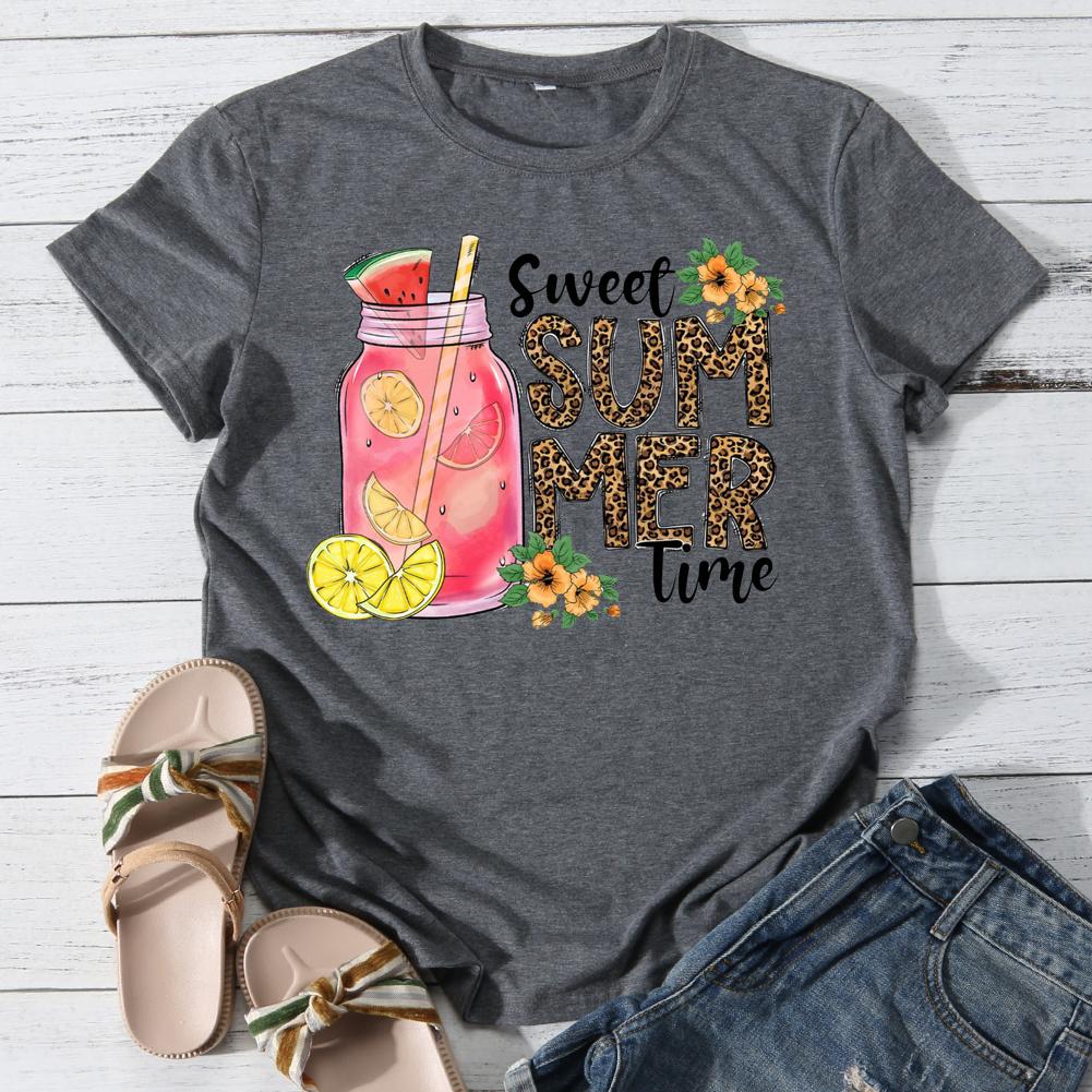 Sweet Summer Time Round Neck T-shirt-018198