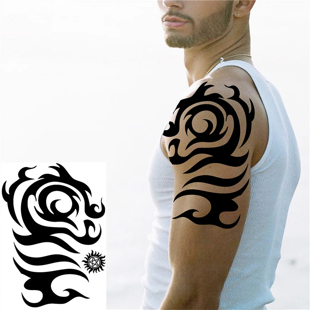 Tiger Wolf Temporary Tattoos For Men Women Fake Monster Tattoo Sticker DIY Forest Geometry Black Body Art Drawing Tatoos Decor