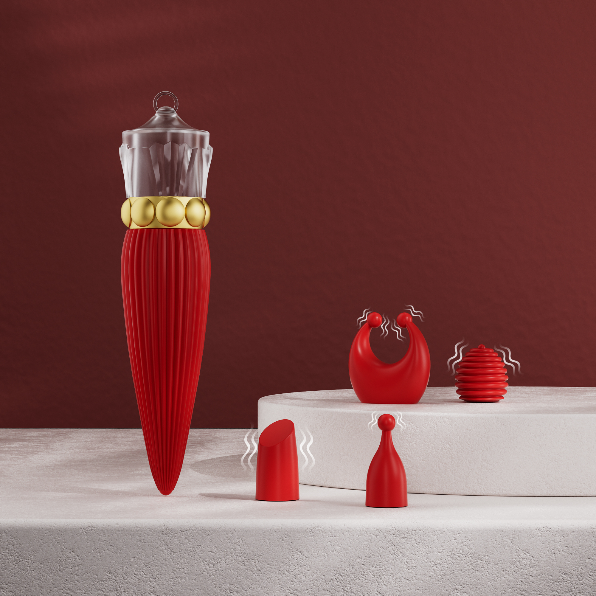 Queen's Scepter 10 Modes Lipstick Vibrator With 4 Heads