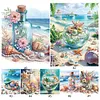 Coquillages de plage-peinture partielle sp&eacute;ciale diamant-30*40cm