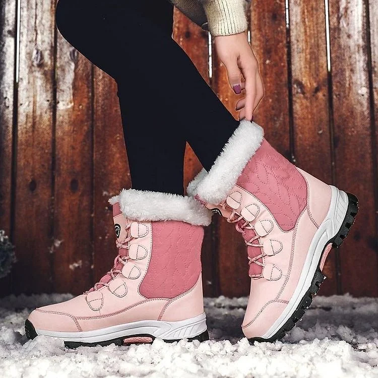 Women Anti-Slip Fur Warm Waterproof Snow Boots Mid Calf Radinnoo.com