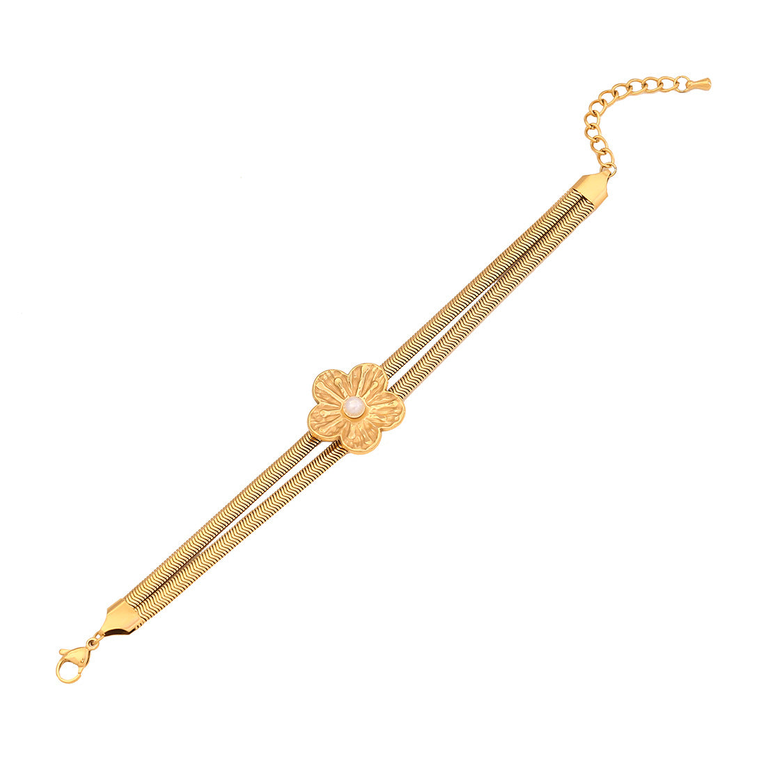 Fashion Flower Bracelet Personality Knot Design Double Layer Snake Bone Chain Titanium Steel Jewelry B621