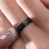 Black Ceramic Round Black Moissanite Fidget Ring