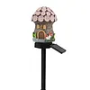 Solar Fairy-Tale Mushroom Cottage Garden Light Auto On/Off Mushroom House Statue Lawn Lights Weather-Proof Resin Mushrooms Ground Decor Lights for Yard Patio Pathway Lawn Flower Bed