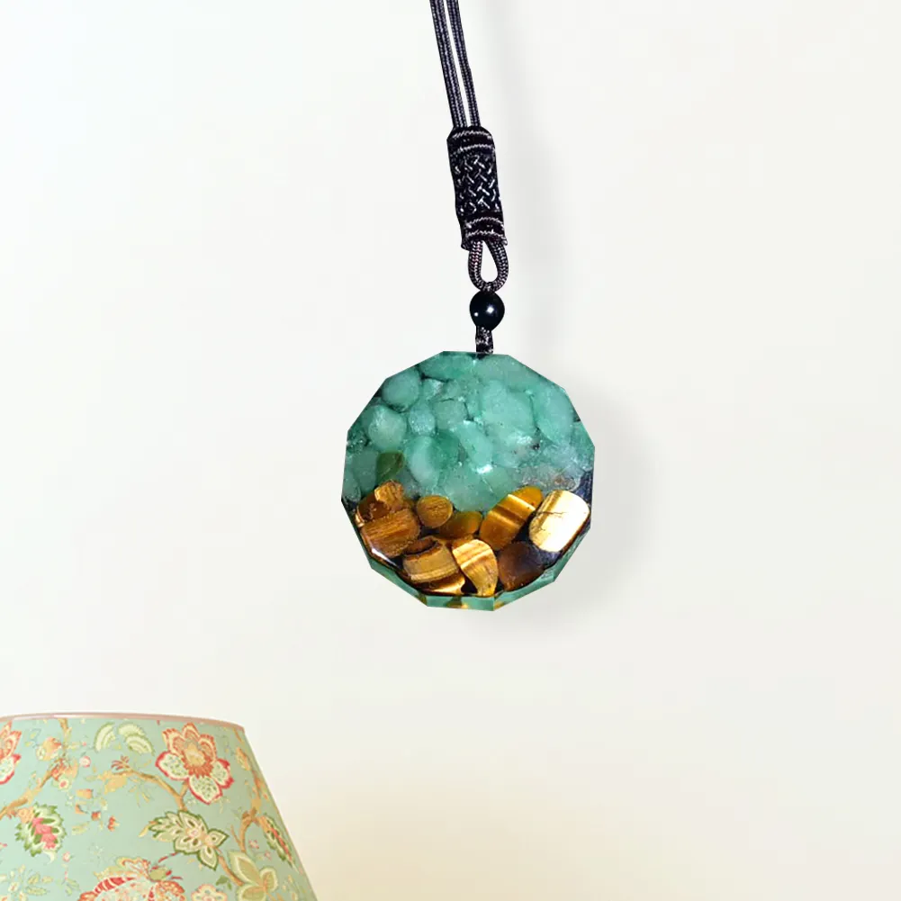Orgone Pendant Tiger Eye Aventurine Orgonite Necklace Energy Crystal Stone