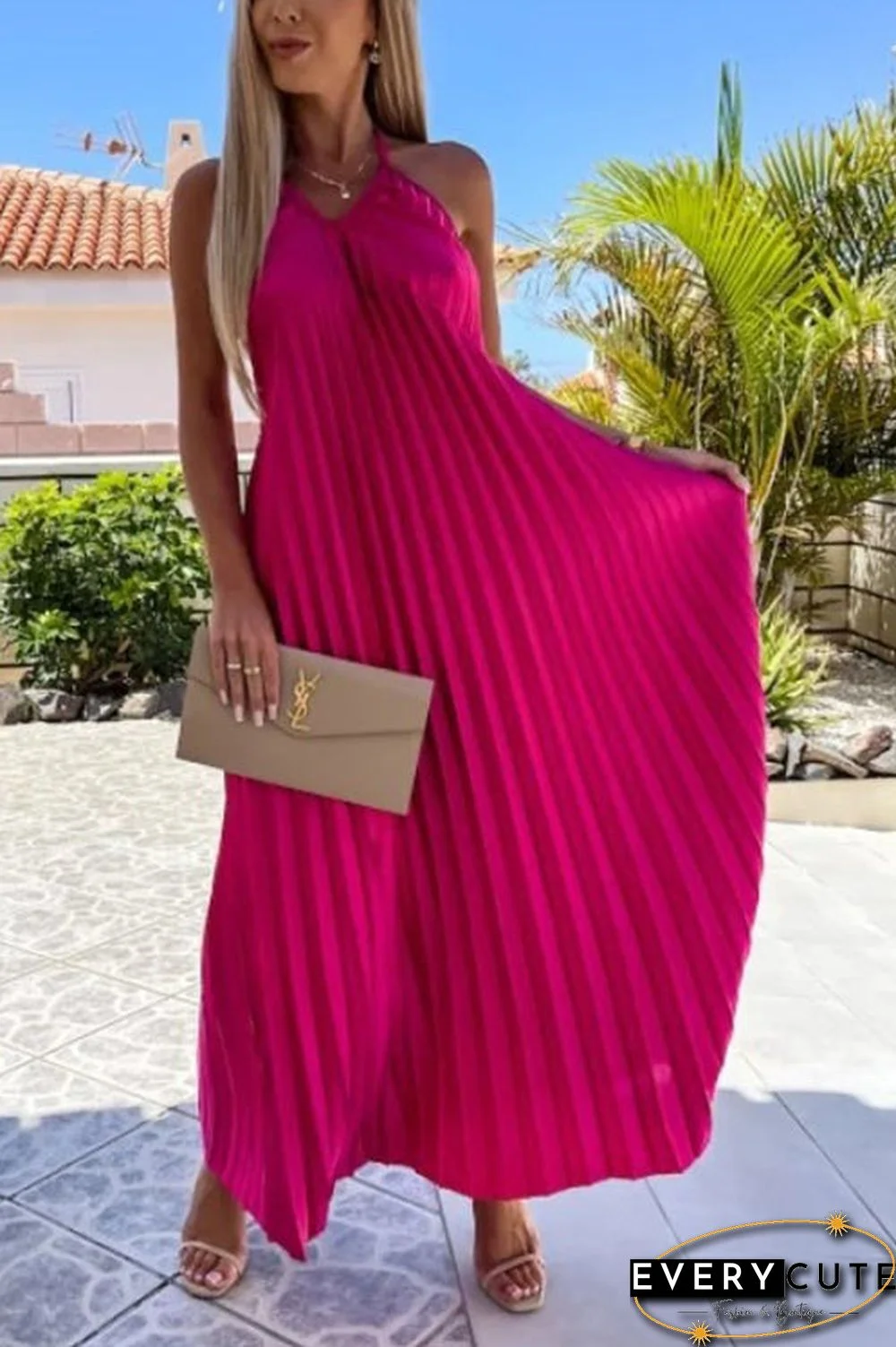 Breeze Slip Pleated Maxi Dress