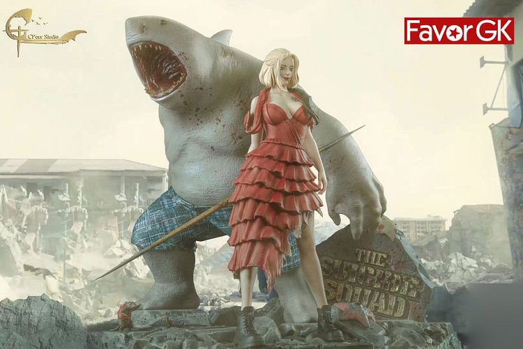 The Suicide Squad 1/6 Scale Harley Quinn & King Shark - DC Resin Statue - C Four Studio [Pre-Order]-shopify