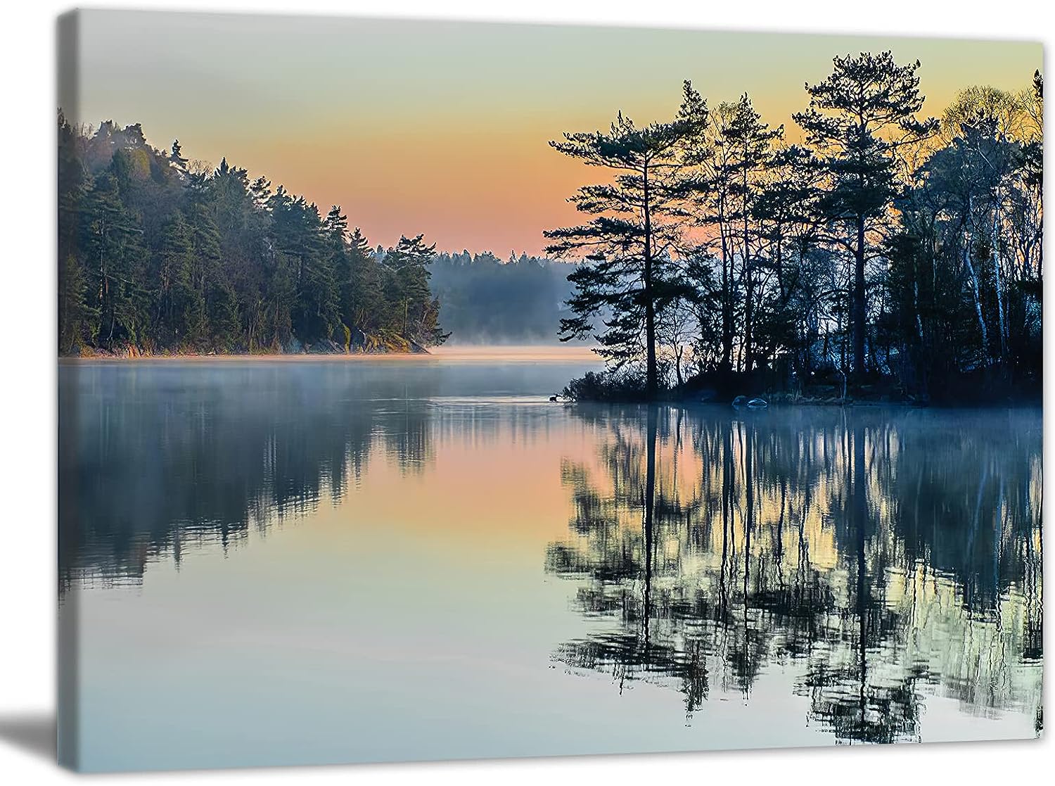 Lake Wall Art Minimalism Wall Decor Landscape Wall Art Matte Canvas Prints Painting Home Decor for Living Room Bedroom Office 24x16inch No Frame White