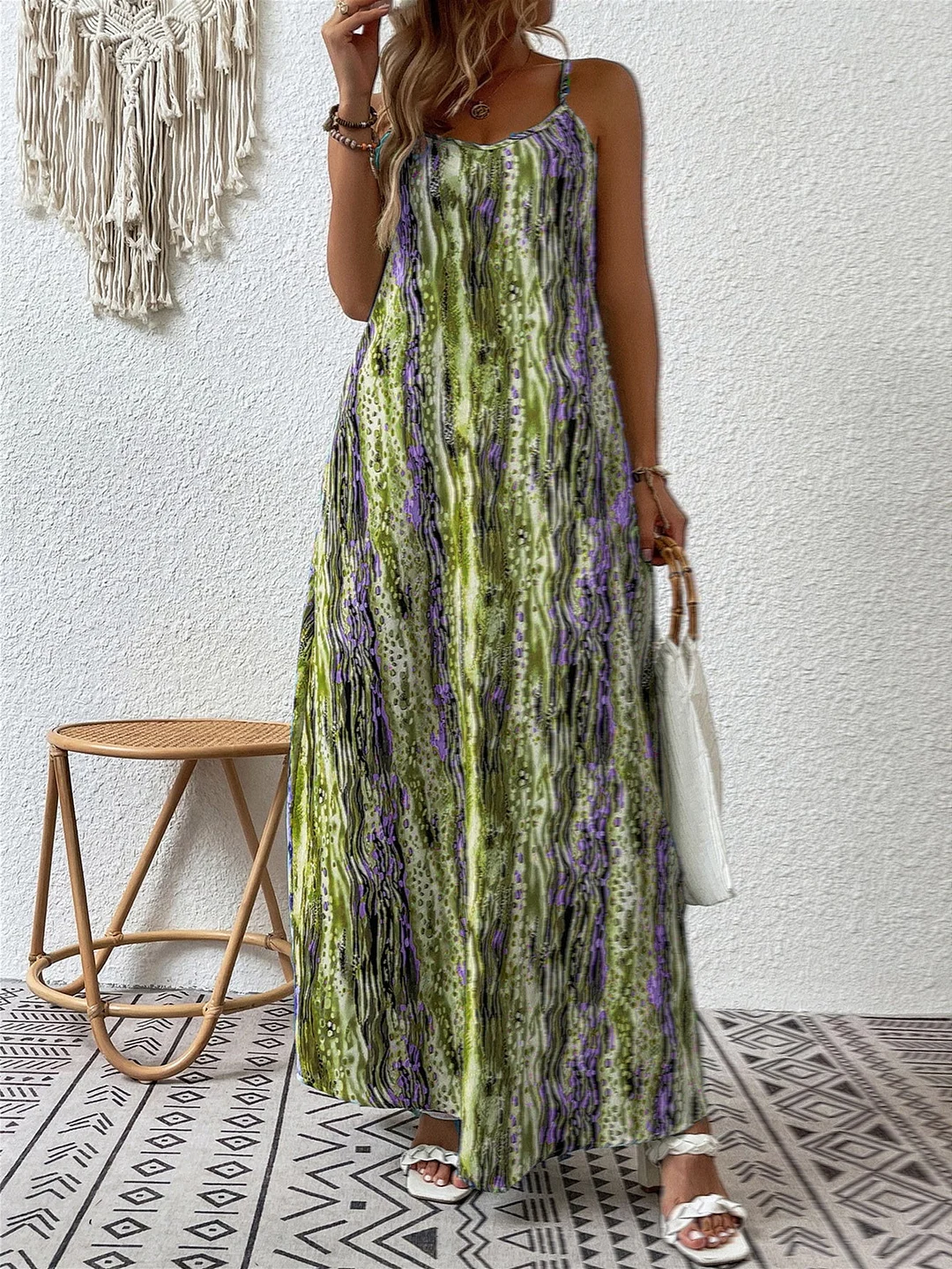 Women's Summer Sleeveless Scoop Neck Fashion Printed Sling Dress