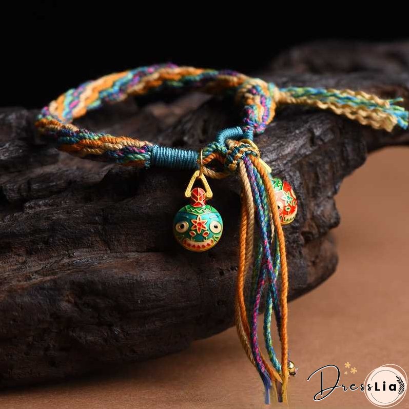 Handwoven Tibetan Style Cotton Rope Reincarnation Jewelry Bracelet Swallowing Gold Beast Hand Rope Bracelet