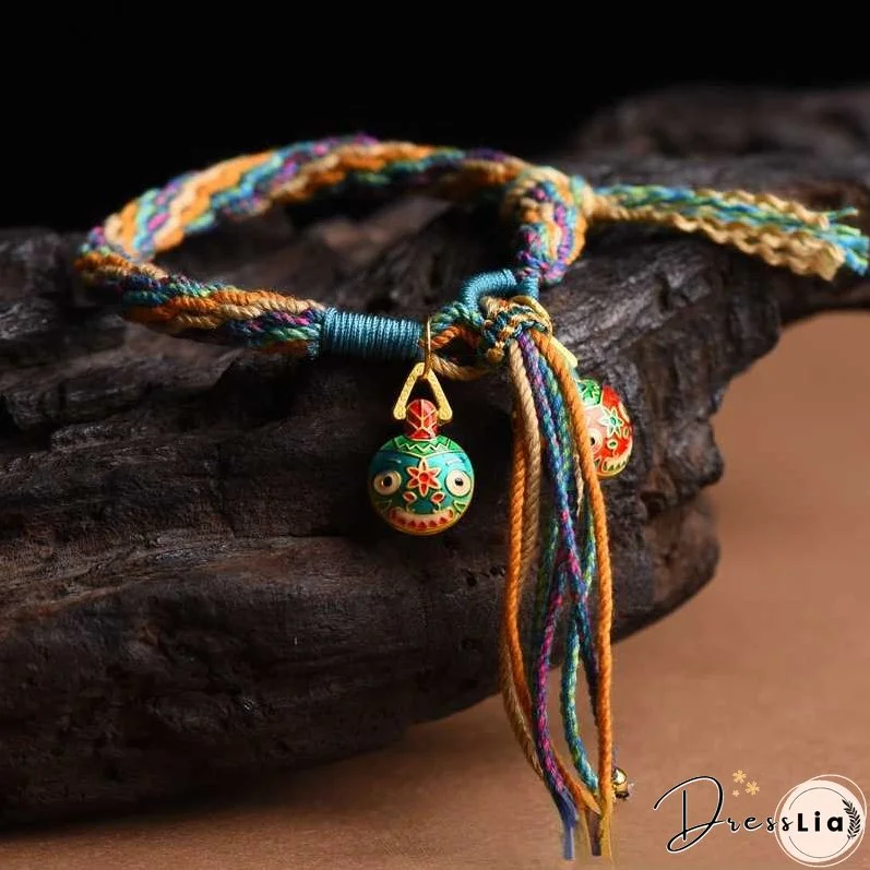 Handwoven Tibetan Style Cotton Rope Reincarnation Jewelry Bracelet Swallowing Gold Beast Hand Rope Bracelet